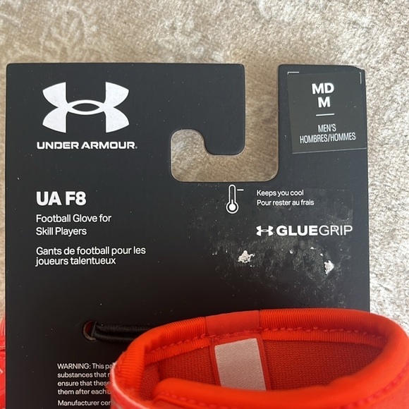 Brand New Under Armour F8 Glue Grip Football Gloves for Skill Players Orange - Picture 3 of 15